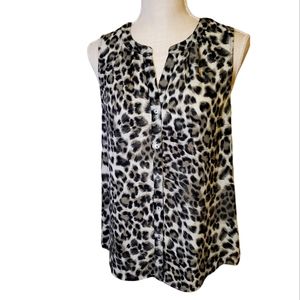 DANIEL RAINN | Women's brown leopard print sleeveless blouse. Size small.